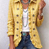 Julia | Chaqueta de cuadros vichy con volantes y botones