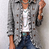 Julia | Chaqueta de cuadros vichy con volantes y botones