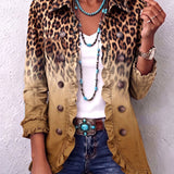 Beatriz | Blazer leopardo degradado turquesa con volantes