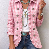 Julia | Chaqueta de cuadros vichy con volantes y botones