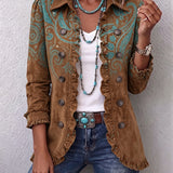 Severina | Chaqueta paisley marrón con volantes