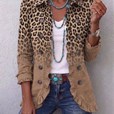 Donatila | Chaqueta leopardo vintage degradada camel con volantes
