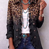 Valentina | Blazer leopardo degradado antracita con volantes