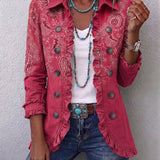Isolda | Chaqueta paisley vintage rosa antiguo con volantes