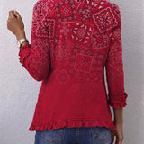 Gala | Chaqueta bohemia paisley degradado rojo con volantes