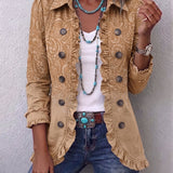 Clara | Chaqueta western estampada caqui con volantes