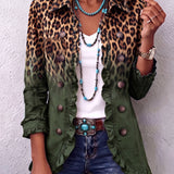 Beatriz | Blazer leopardo degradado turquesa con volantes