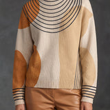 Leona | Jersey de cuello alto de arcos en crema y naranja