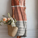 Delia | Vestido de bloques terracota y rayas