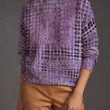 Vera | Jersey de cuello alto de rejilla calada en lila